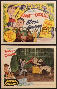 6y0897 AFRICA SCREAMS 8 LCs 1949 Bud Abbott & Lou Costello, one with Clyde Beatty taming lion!