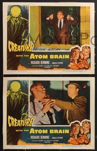 6y0912 CREATURE WITH THE ATOM BRAIN 8 LCs 1955 Richard Denning, Launer is a dead man stalking prey!