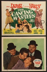 6y0913 DANCING MASTERS 8 LCs 1943 Stan Laurel & wacky Oliver Hardy, Trudy Marshall, complete set!
