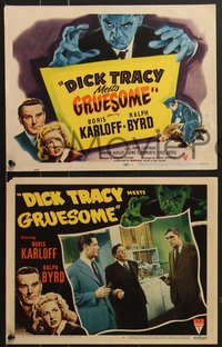 6y0915 DICK TRACY MEETS GRUESOME 8 LCs 1947 Boris Karloff as title bad guy, Byrd, complete set!