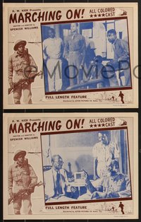 6y0982 MARCHING ON 3 LCs 1943 great images from early all-black African American WWII movie!