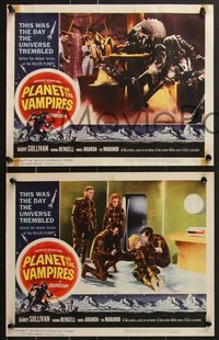 6y0939 PLANET OF THE VAMPIRES 8 LCs 1965 Mario Bava, beings of the future, Reynold Brown border art!