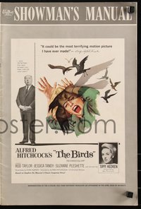 6y0040 BIRDS pressbook 1963 Alfred Hitchcock, Tippi Hedren, classic intense attack artwork!