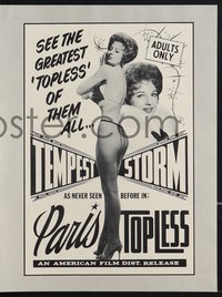 6y0464 PARIS TOPLESS pressbook 1966 Tempest Storm, the greatest topless of them all, ultra rare!