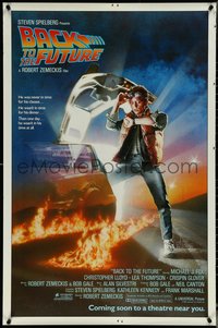 6z0302 BACK TO THE FUTURE advance 1sh 1985 great Drew Struzan art of Michael J. Fox & Delorean!