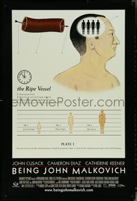 6z0312 BEING JOHN MALKOVICH 1sh 1999 Spike Jonze directed, John Cusack, Diaz, the ripe vessel!