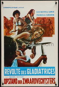 6z0825 ARENA Belgian 1977 different artwork of sexy gladiator Pam Grier, Margaret Markov, rare!