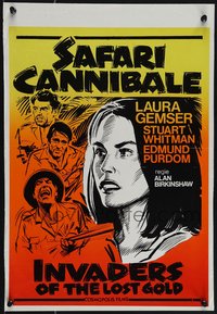 6z0831 HORROR SAFARI Belgian 1982 art of sexy Laura Gemser & battle action, ultra rare!