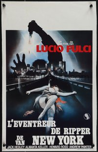 6z0836 NEW YORK RIPPER Belgian 1982 Lucio Fulci giallo, cool art of killer & female victim on road!