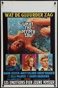 6z0841 WHAT THE PEEPER SAW Belgian 1972 Mark Lester, sexy Britt Ekland, Hardy Kruger, Lilli Palmer!