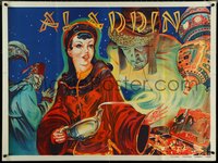 6z0029 ALADDIN stage play British quad 1930s artwork of female lead with lamp & treasure!