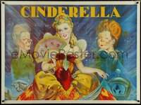 6z0032 CINDERELLA stage play British quad 1930s beautiful art with her wicked step-sisters!