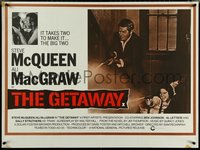 6z0037 GETAWAY British quad 1972 Steve McQueen & Ali McGraw in gunfight, Sam Peckinpah classic!