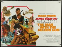6z0044 MAN WITH THE GOLDEN GUN British quad 1974 Robert McGinnis art of Roger Moore as James Bond!