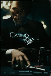 6z0337 CASINO ROYALE teaser DS 1sh 2006 Craig as James Bond sitting at poker table w/gun!