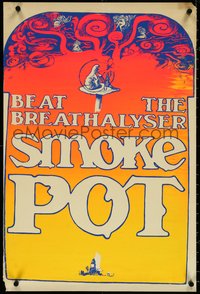 6z0766 BEAT THE BREATHALYSER SMOKE POT 20x30 English commercial poster 1960s day-glo, ultra rare!