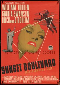 6z0006 SUNSET BOULEVARD #1/100 28x39 Swedish commercial poster 1950 G.F. Bodin art, ultra rare!