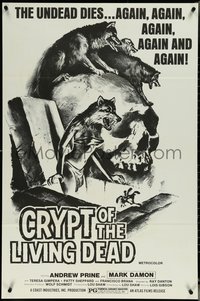 6z0347 CRYPT OF THE LIVING DEAD 1sh 1973 cool Smith horror art, the undead dies again and again!