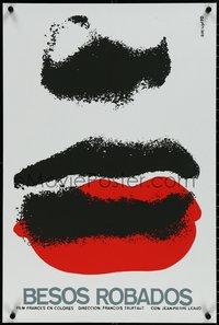 6z0123 STOLEN KISSES Cuban R1990s Francois Truffaut's Baisers Voles, silkscreen lips art by Azcuy!