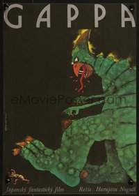 6z0763 GAPPA, THE TRIPHIBIAN MONSTER Czech 11x16 1986 Daikyoju Gappa, wild Hlavaty art of monster!