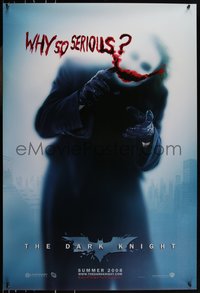 6z0348 DARK KNIGHT teaser DS 1sh 2008 great image of Heath Ledger as the Joker, why so serious?
