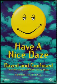 6z0350 DAZED & CONFUSED teaser 1sh 1993 Jovovich, 1st McConaughey, great happy face image!