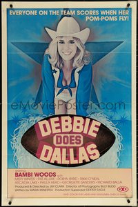 6z0354 DEBBIE DOES DALLAS 25x38 1sh 1978 sexy art of cheerleader Bambi Woods over title football!