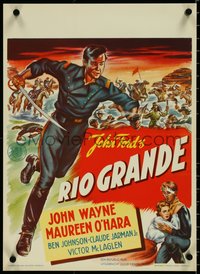 6z0745 RIO GRANDE Dutch 1952 artwork of John Wayne running with sword, directed by John Ford!