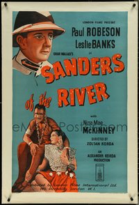 6z0196 SANDERS OF THE RIVER English 1sh R1950s Robeson, McKinney, Banks, Edgar Wallace, ultra rare