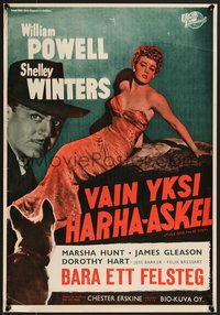 6z0755 TAKE ONE FALSE STEP Finnish 1950 William Powell & sexy Shelley Winters, ultra rare!