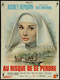 6z0212 NUN'S STORY French 24x32 R1960s great Mascii art of religious missionary Audrey Hepburn!