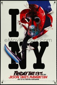 6z0388 FRIDAY THE 13th PART VIII recalled teaser 1sh 1989 Jason Takes Manhattan, I love NY in July!