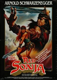 6z0229 RED SONJA German 1985 Casaro fantasy art of Brigitte Nielsen & Schwarzenegger, rare!