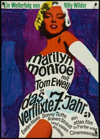 6z0231 SEVEN YEAR ITCH German R1966 Wilder, art of Marilyn Monroe by Dorothea Fischer-Nosbisch!