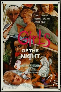 6z0396 GIRLS OF THE NIGHT video/theatrical 1sh 1986 Amber Lynn, Peter North, call girls, rare!