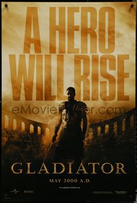 6z0397 GLADIATOR teaser DS 1sh 2000 a hero will rise, Russell Crowe, directed by Ridley Scott!