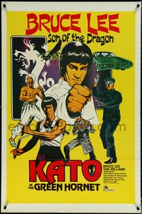 6z0402 GREEN HORNET 1sh 1974 cool art of Van Williams & giant Bruce Lee as Kato!