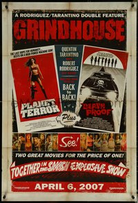 6z0404 GRINDHOUSE advance DS 1sh 2007 Rodriguez & Quentin Tarantino, Planet Terror & Death Proof!