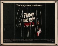 6z0850 FRIDAY THE 13th PART II 1/2sh 1981 summer camp slasher horror sequel!