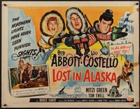 6z0859 LOST IN ALASKA style A 1/2sh 1952 artwork of Bud Abbott & Lou Costello falling on ice!