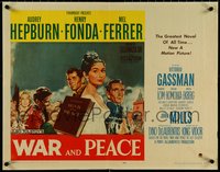 6z0874 WAR & PEACE 1/2sh 1956 art of Audrey Hepburn, Henry Fonda & Mel Ferrer, Tolstoy!