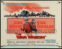 6z0875 WAR WAGON 1/2sh 1967 cowboys John Wayne & Kirk Douglas, western armored stagecoach artwork!