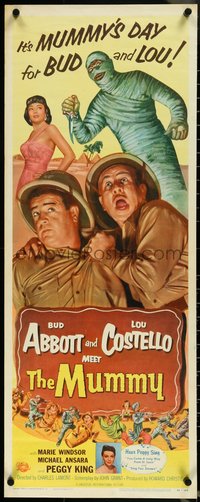 6z0629 ABBOTT & COSTELLO MEET THE MUMMY insert 1955 Bud & Lou are back in their mummy's arms!