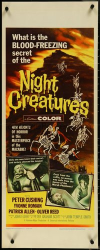 6z0638 CAPTAIN CLEGG insert 1962 Hammer, horror art of skeletons riding horses, Night Creatures!