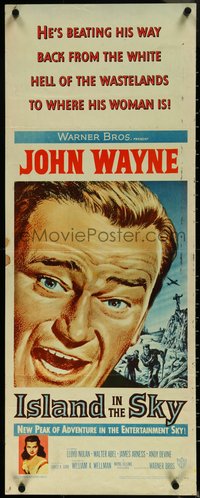 6z0664 ISLAND IN THE SKY insert 1953 William Wellman, close up art of big John Wayne, rare!