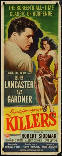 6z0673 KILLERS insert R1956 Burt Lancaster & sexy Ava Gardner, from Ernest Hemingway's story, rare!