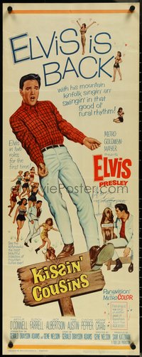 6z0676 KISSIN' COUSINS insert 1964 full-length artwork of hillbilly Elvis Presley!