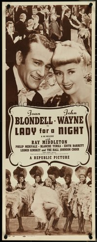 6z0677 LADY FOR A NIGHT insert R1950 John Wayne, Joan Blondell + sexy riverboat dancers, ultra rare!