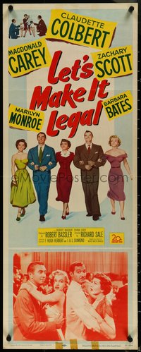 6z0679 LET'S MAKE IT LEGAL insert 1951 early sexy Marilyn Monroe shown w/cast & in inset photo!