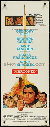 6z0685 MAROONED insert 1969 Gregory Peck, Gene Hackman, great Terpning cast & rocket art, rare!